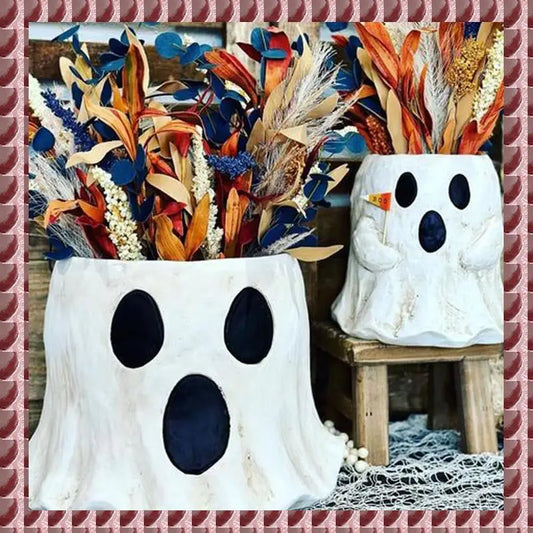 A95G Ghost Bucket Decor, Ghost Planter Pot, Ghost Bucket Vase, Halloween Ghost Bucket, Handmade Halloween Treat Buckets