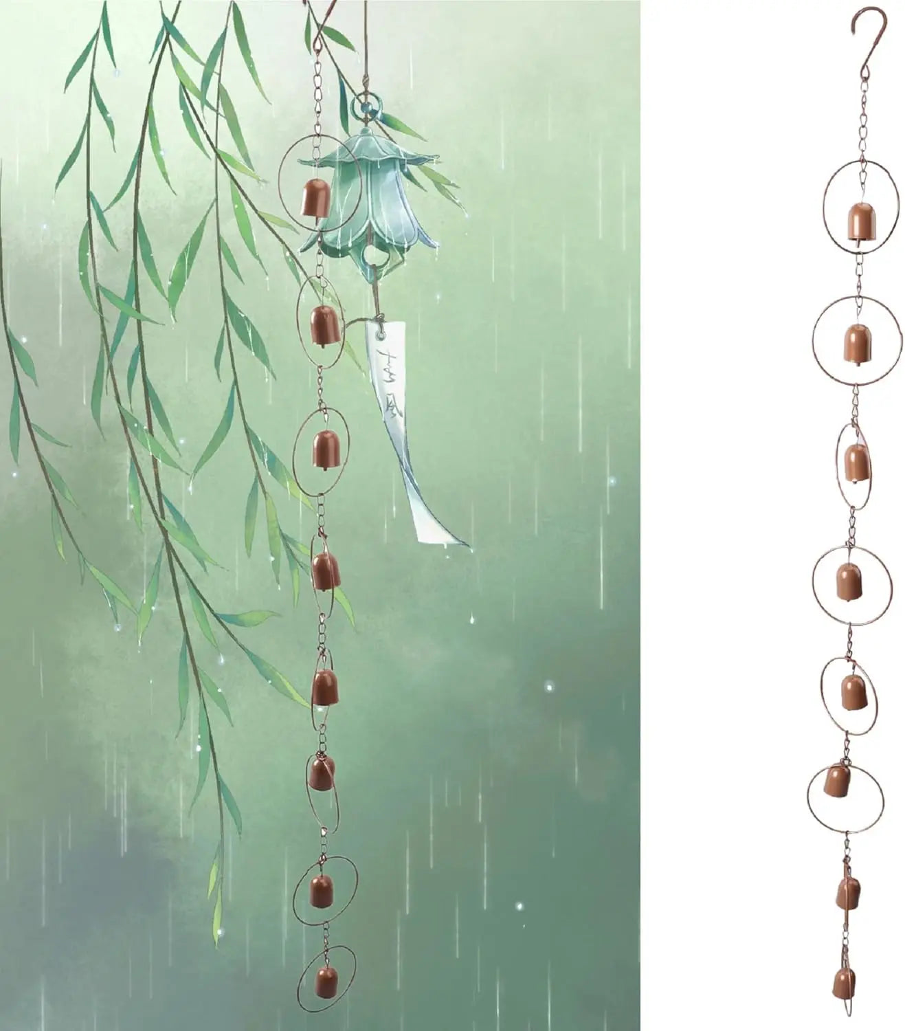 LotusFlow Rain Chain Chinese Temple Inspired Serenity