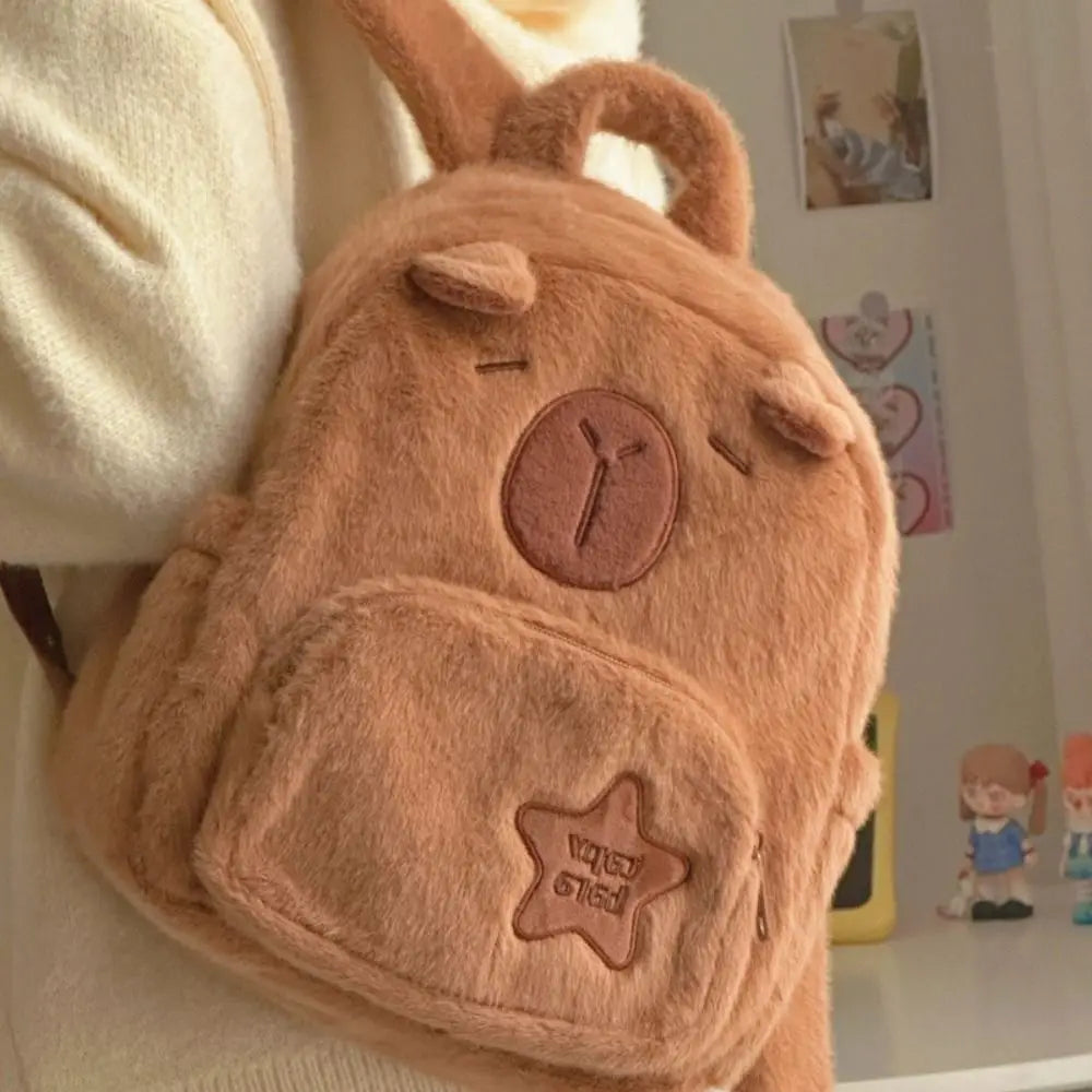 Funny Capybara Plush Backpack