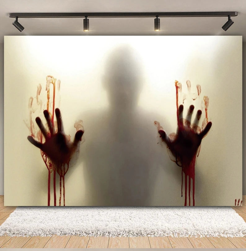 Horror Halloween Backdrop Blood Splatter Ghosts Bloody Handprints Haunted House Party Decor Photography Background Photo Studio