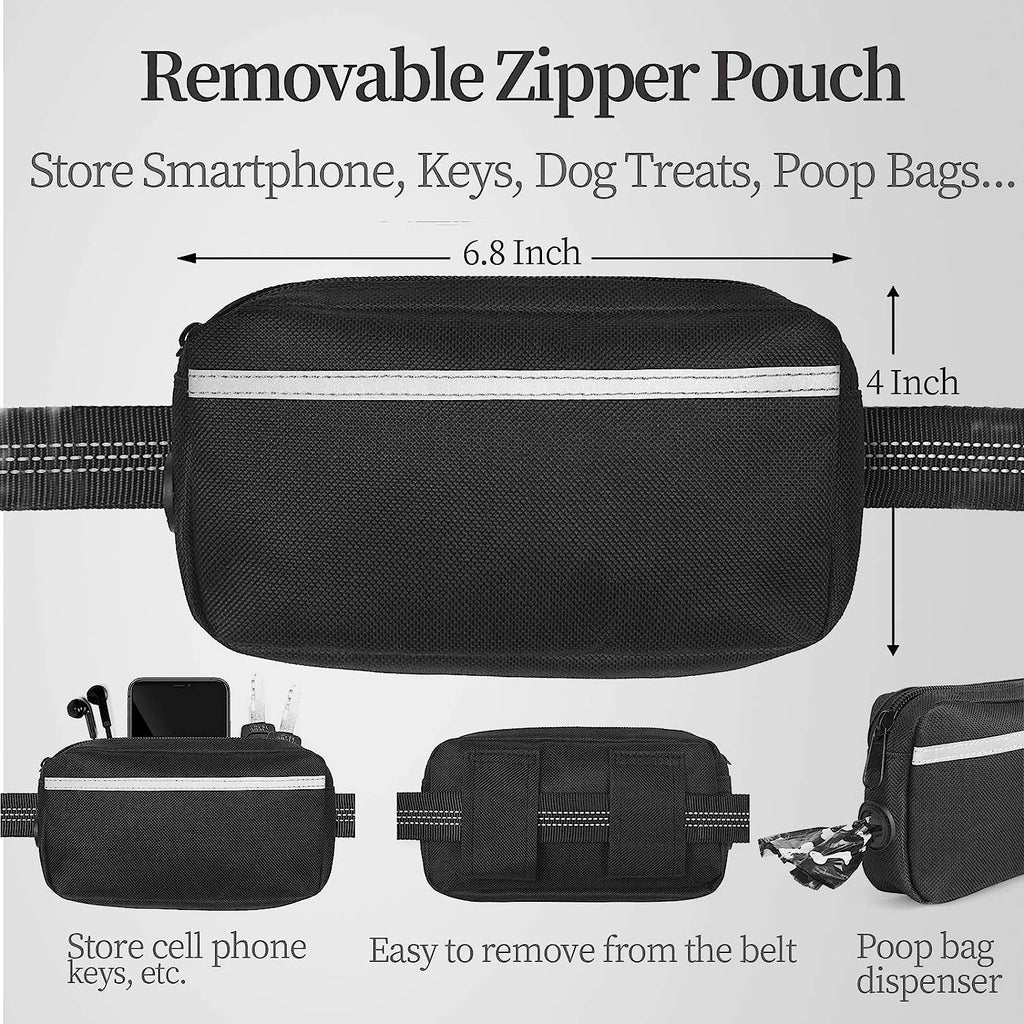 Walk Free: Correa para perros manos libres con bolsillo con cremallera