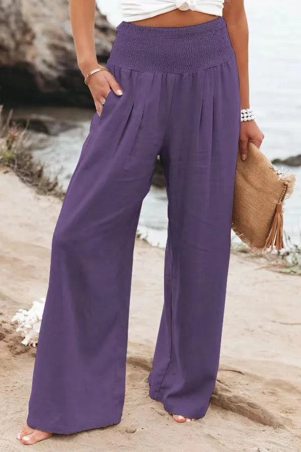 FlowEase™ Pantalones Palazzo Fruncidos 🌸✨ La Comodidad se Une a la Elegancia