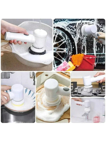 Electric Spin Scrubber, Bathroom Cordless Cleaning Brush Power Scrubber with 5 Replaceable Brush Heads, Electric Cleaning Brush Stone's Store