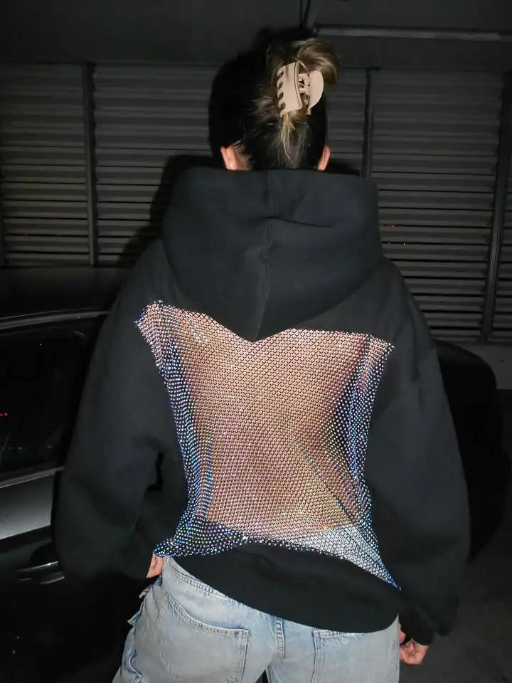 Sudadera con capucha de malla de cristal Backstage: Comodidad brillante y transpirable ✨