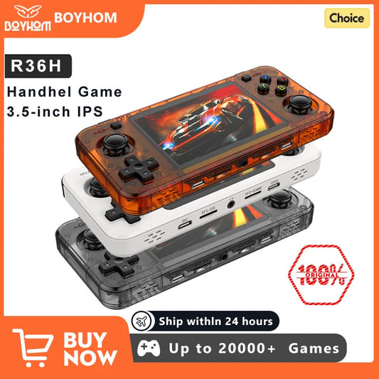 BOYHOM New R36H Retro Handheld Console Open-Source Linux System Classic Game Consoles 3.5 inch IPS Screen Portable Video Player Stone's Store
