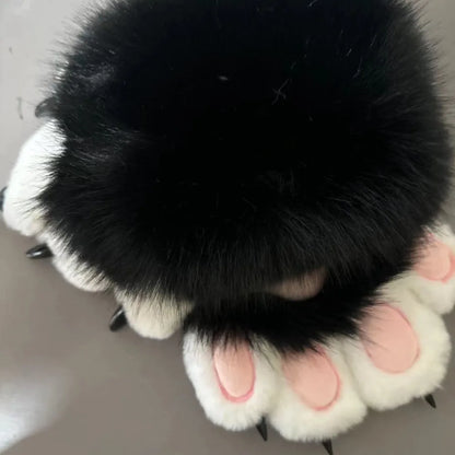 Kawaii Cartoon Cosplay Costume Gloves Furry Fursuit Kigurumi Plush Cat Paw Gloves Thicken Warm Cat Claw Mittens Gifts