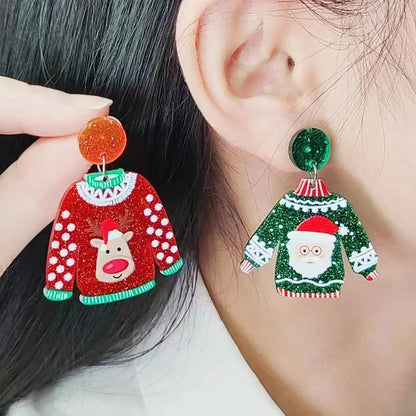 View details for Acrylic Sweater Christmas Earrings Snowflakes Santa Claus Cartoon