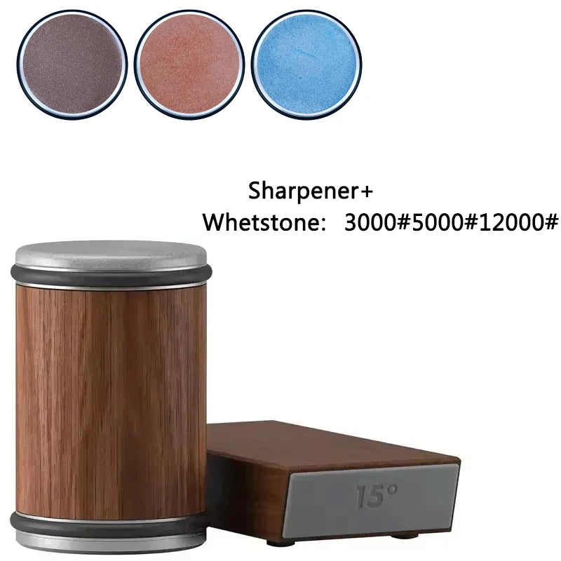 Pouring Rolling Knife Sharpener sapele Magnetic Holder Whetstone Sharpening Stone Kit 15 and 20 Degrees Angle Roller Accessory