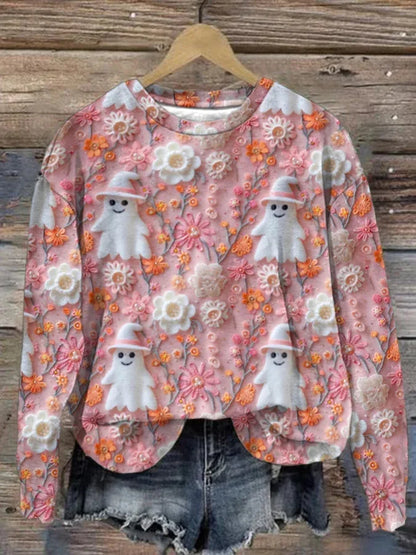 Autumn Winter Digital Printing Halloween Sweater Women Round Neck Party Club Knitwear Tops Casual Street Knit Jumpers Pullover