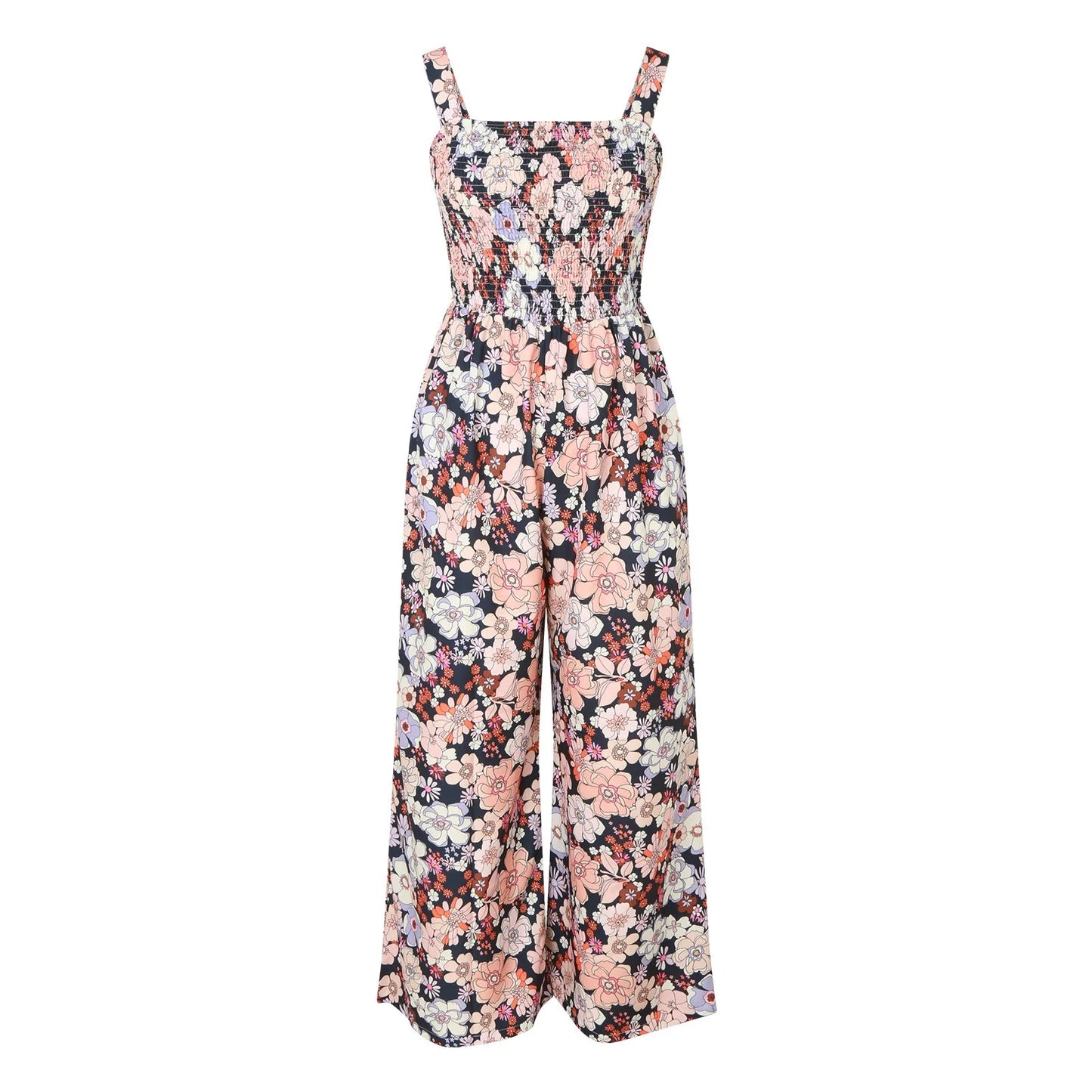 Bloom & Move: Floral Sleeveless Jumpsuit with Pockets