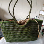PU Leather Hand-woven Handbag 2 in 1 Single-shoulder Messenger Chocolate Chronos