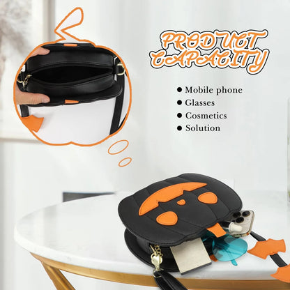 Halloween Pumpkin Shoulder Bag Women Novelty Purse PU Leather Female Daily handbag Halloween Creative Candy Bags for Kids