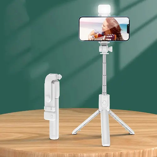 Trípode para palo selfi inalámbrico con luz y control remoto Bluetooth