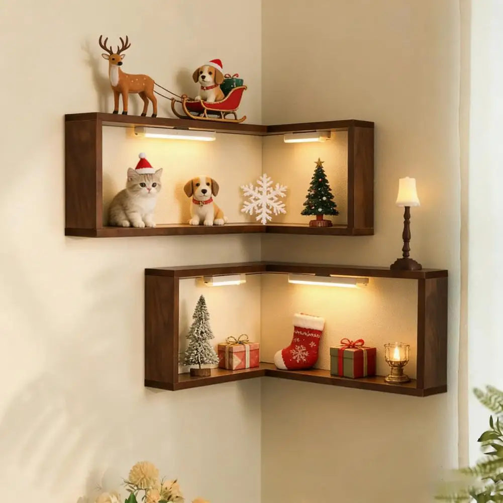 CornerLux™ LED Art Shelf ✨📦 Smart Storage, Soft Light