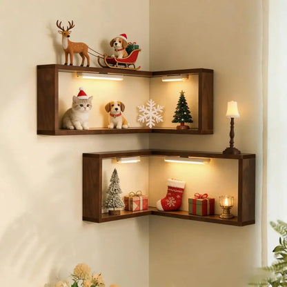 CornerLux™ LED Art Shelf ✨📦 Smart Storage, Soft Light