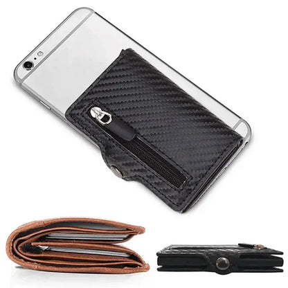 Carbon Fiber Rfid Blocking Men ID Credit Card Holders Wallet Leather