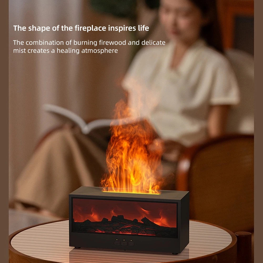Portable Desktop Fireplace Heater with Atmosphere Light - 5-in-1 Air Humidifier, Aroma Diffuser, Essential Oil Diffuser, Aromath