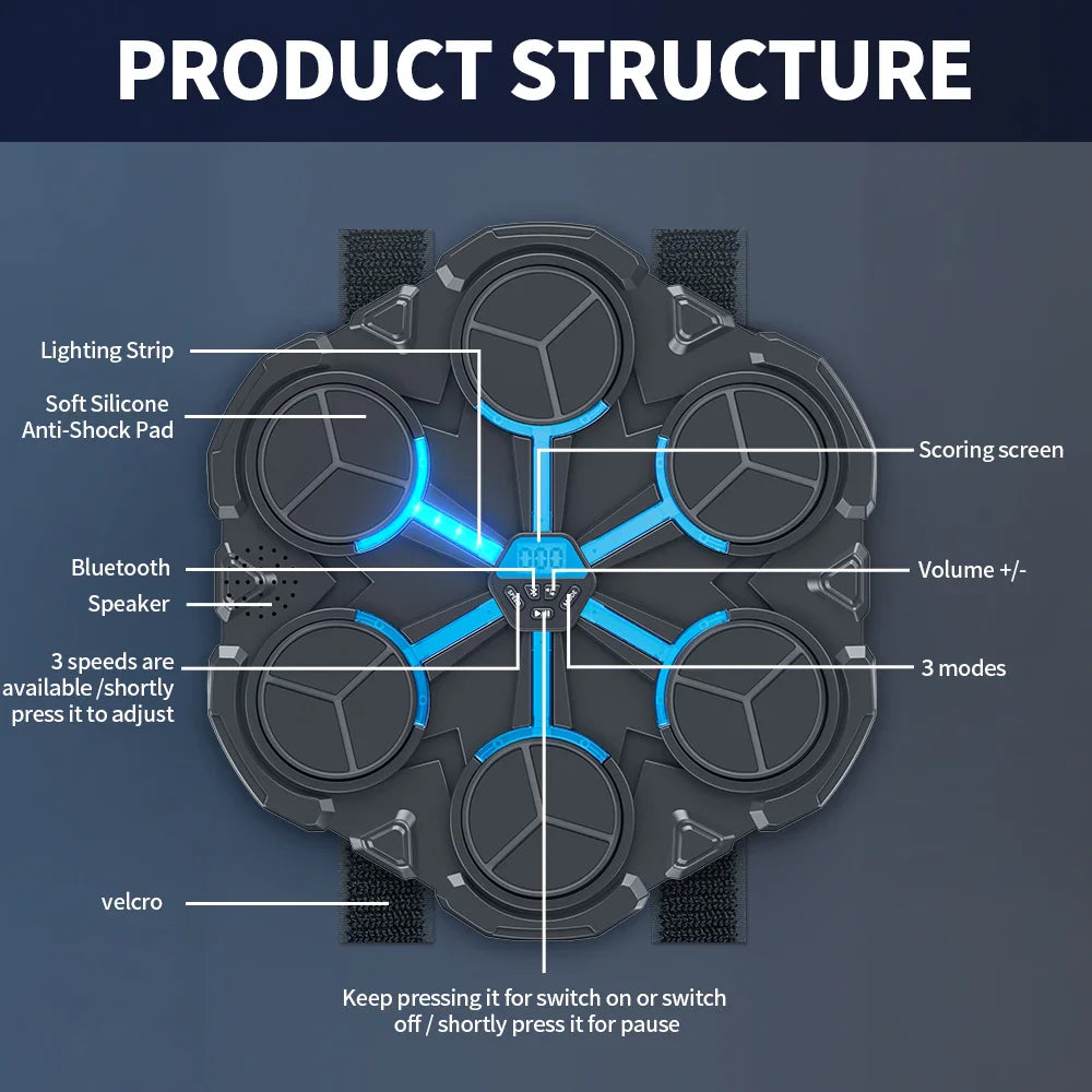 Smart Bluetooth Music Boxing Machine,Decompression,Fighting Fitness Home Boxing Wall Target Boxing Trainer Boxing Accessories Ponerait Benzhou Store