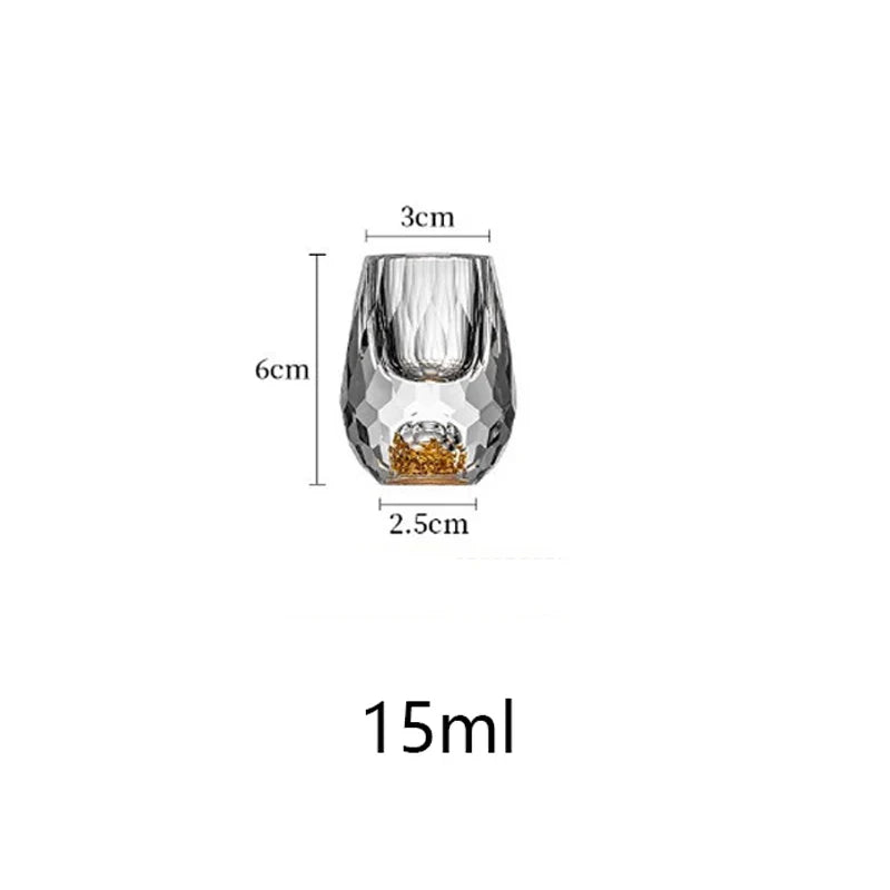 Luxury Crystal Glass Vodka Sake Liqueur Gold Foil Glass Beautifu Store