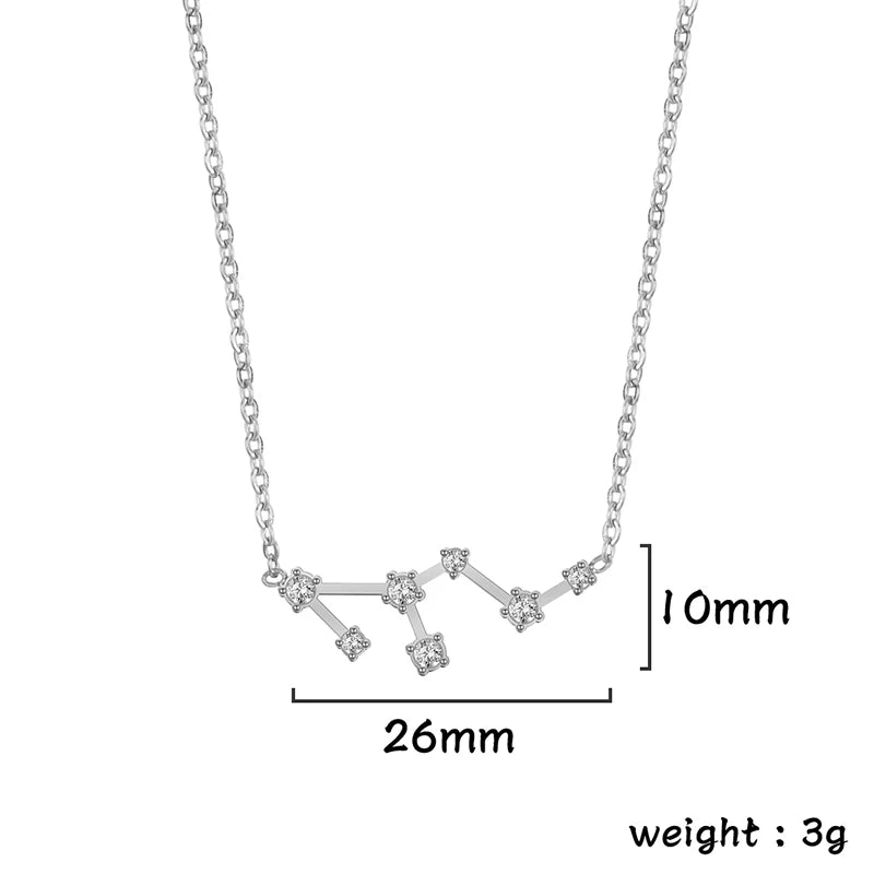Lucktune Zircon Constellation Pendant Necklace Libra Virgo Zodiac Necklace for Women Stainless Steel Birthday Jewelry Gifts 2025 lucktune Official Store