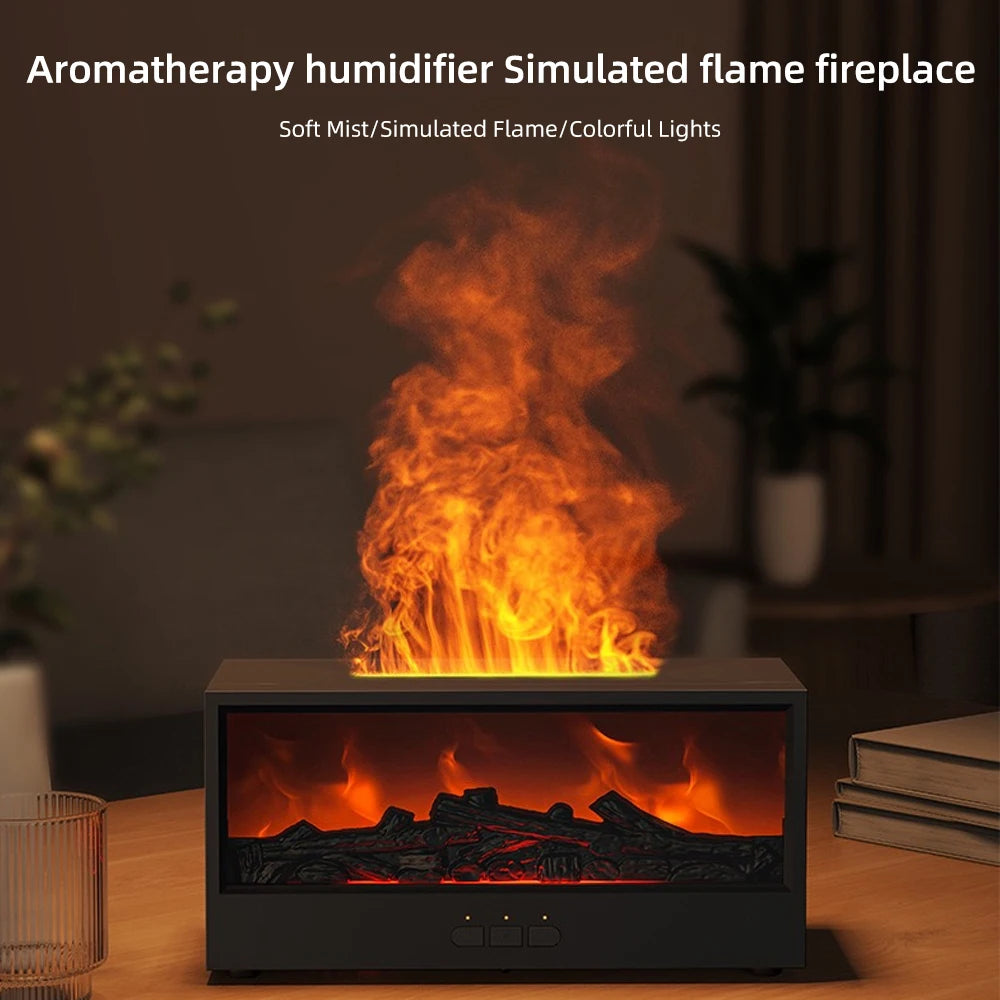 Portable Desktop Fireplace Heater with Atmosphere Light - 5-in-1 Air Humidifier, Aroma Diffuser, Essential Oil Diffuser, Aromath