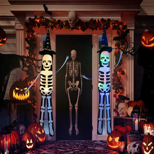 Halloween Hanging Decoration Witch Hats LED Black Light up Witch Hats for Indoor Outdoor Yard Garden Porch Halloween Decorations