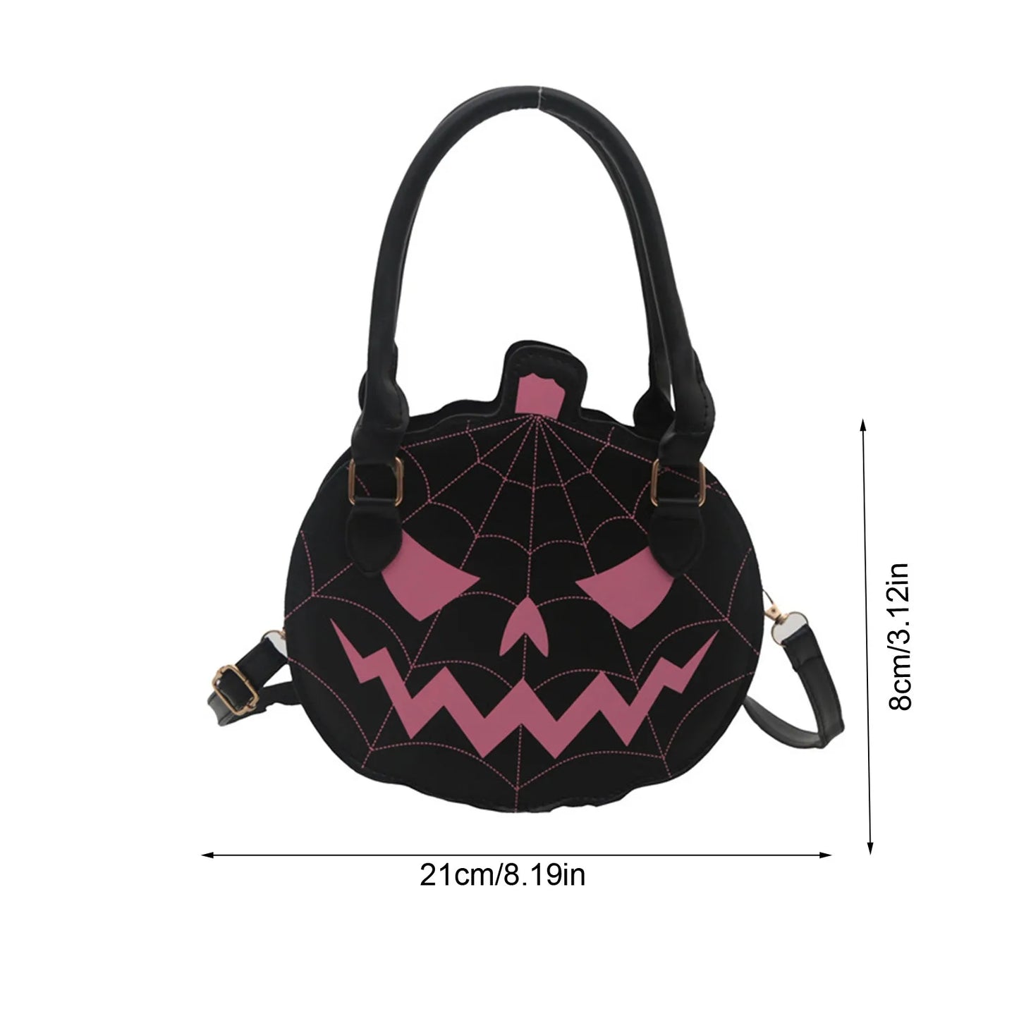 Trendy Cartoon Pumpkin Crossbody Bag Large Capacity Casual Halloween Fashionable Single Shoulder Bag with Zipper Polyester Fiber