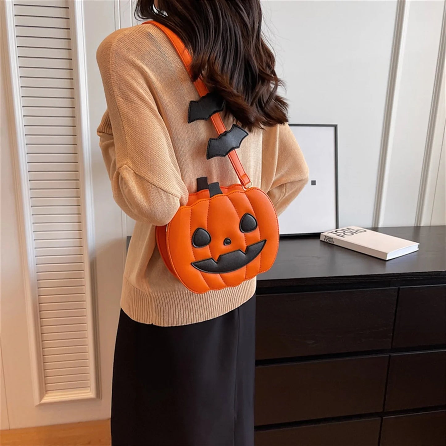 Halloween Pumpkin Shoulder Bag Women Novelty Purse PU Leather Female Daily handbag Halloween Creative Candy Bags for Kids