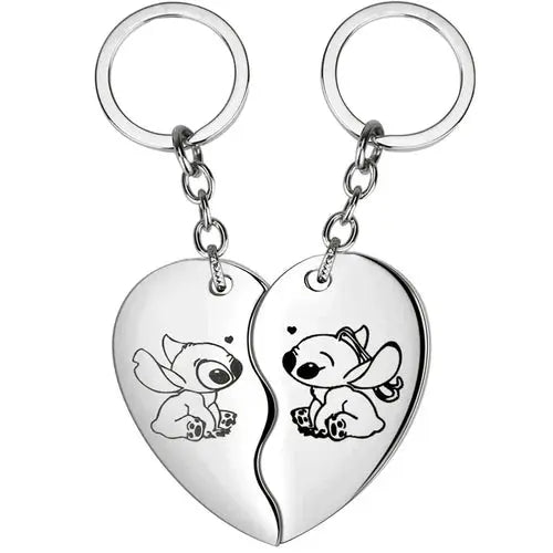 Colgantes de collares de moda Disney de Lilo & Stitch para parejas con corazón