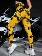 Hip Lifting Seamless Fitness Gym Leggings Tie-Dye Yoga Pants Women's Exercise Tights Tummy Control High Waist Workout Pants