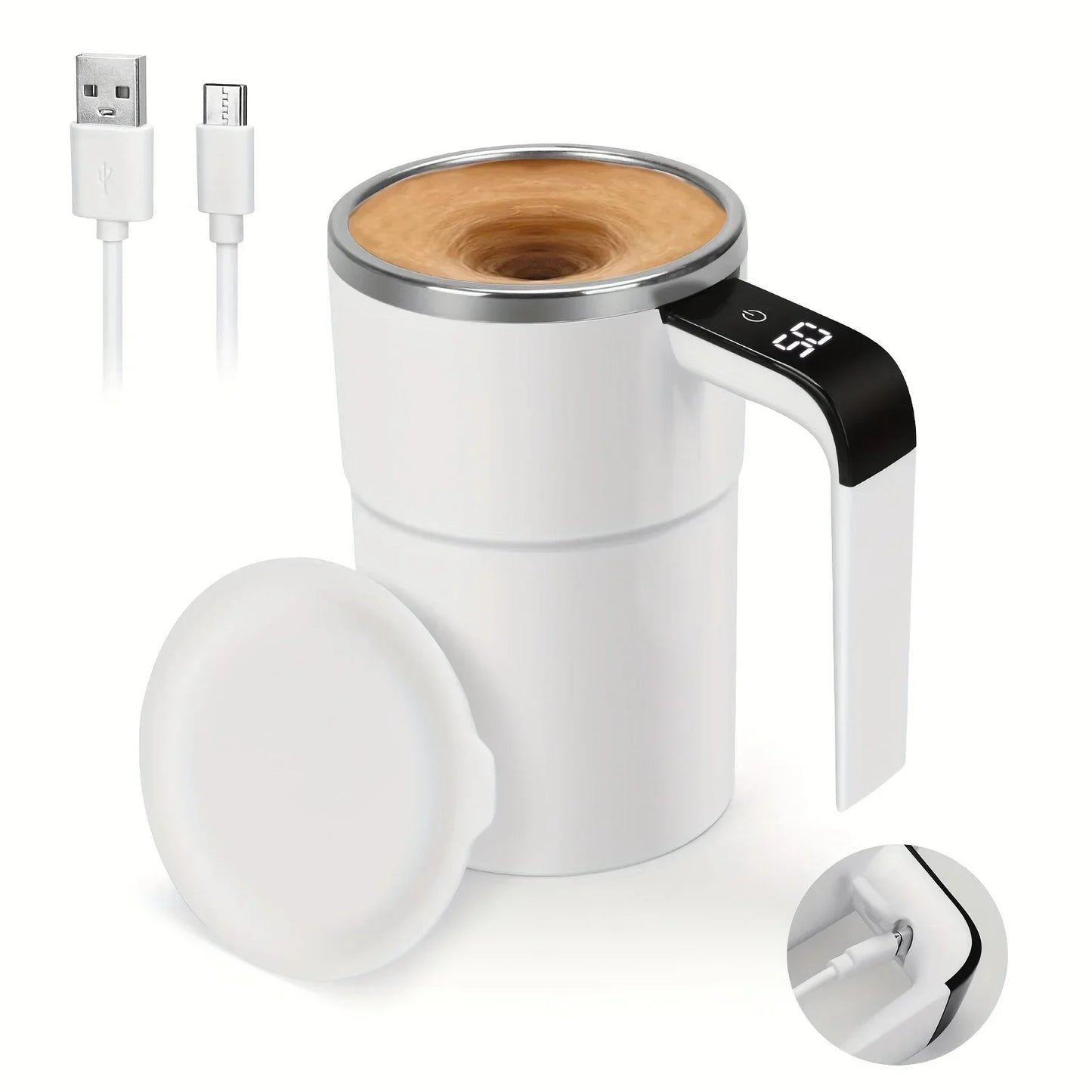 Automatic Self Stirring Magnetic Mug with LCD Screen Coffee Milk Juice Mixing Cup USB Rechargeable Smart Thermal Cups