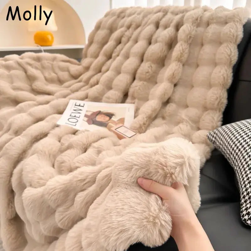 Artificial Rabbit Plush Autumn Warm Bed Blanket Plush Soft Sofa Throw AliExpress