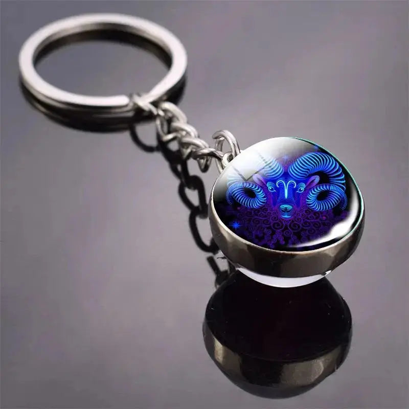 12 Constellation Keychain with Luminous Time Stone Pendant - Creative Fashion Accessory Gift Shop1103314747 Store