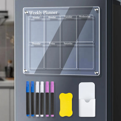 3Pcs Acrylic Planning Board Set Acrylic Clear Dry Erase Blank Weekly Monthly Planner Board with 6 Pens 15.7x11.8inch