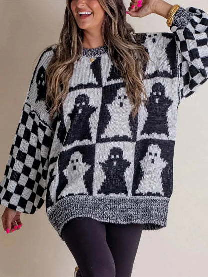 Halloween Knitted Sweaters Women 2025 Autumn Gothic Pumpkin Print Streetwear Harajuku Winter Warm Loose Fashion Casual Pullovers