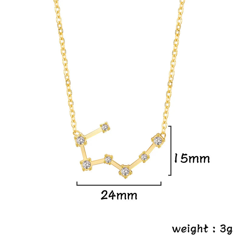 Lucktune Zircon Constellation Pendant Necklace Libra Virgo Zodiac Necklace for Women Stainless Steel Birthday Jewelry Gifts 2025 lucktune Official Store