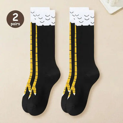 1/2/5 Pairs Women Knee High Socks Trendy Cartoon Funny Chicken Claw AliExpress