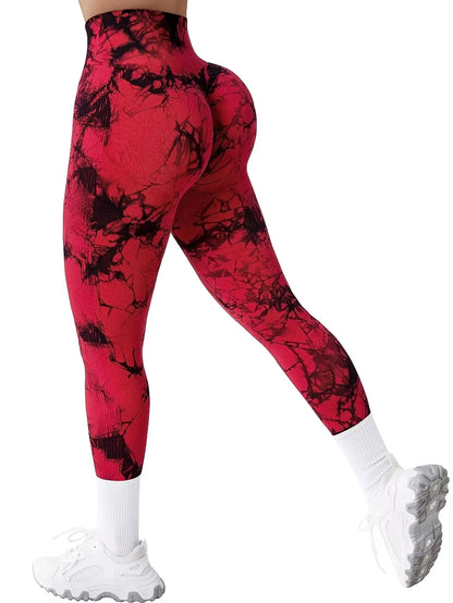 Leggings de gimnasio sin costuras para levantar la cadera, pantalones de yoga tie-dye, mallas de ejercicio para mujer, pantalones de entrenamiento de cintura alta con control de abdomen