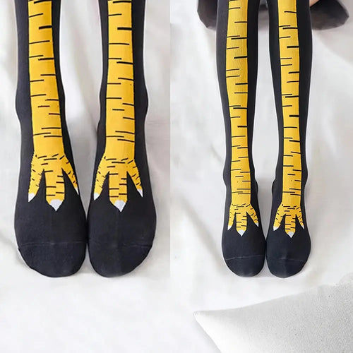 1/2/5 Pairs Women Knee High Socks Trendy Cartoon Funny Chicken Claw AliExpress