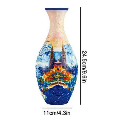 3D Puzzle Vase Blue and White Porcelain Design Made ABS Home