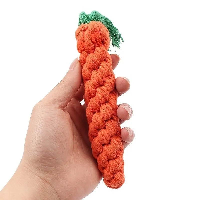 Pet Chew Toy With Carrot Cotton Rope For Small Dogs - Durable Knot Toy, Interactive Game For Dog And Cat Teeth Cleaning Shop1103308182 Store