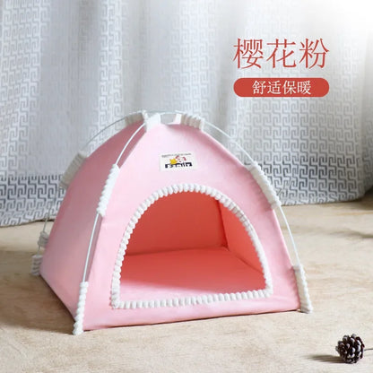 Pet Tent Bed Removable Cat Sofa Basket Canvas Semi-enclosed Cat House Dog Cave Hut Cat Sleeping Bed for Room Decor Pet Supplies