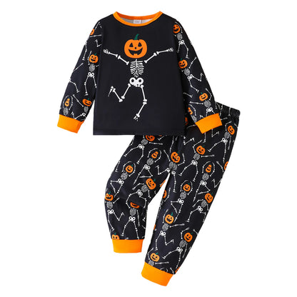5t Boy Clothes Fall Boy Halloween Home Dress Pajamas Set Pumpkin Print Top Full Printed Pants Two Piece Set Boys 3 Years Clothes