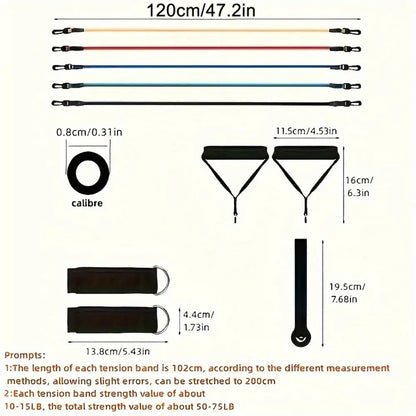 11pcs/Set Pull Rope, Resistance Bands, Portable Fitness Equipment,