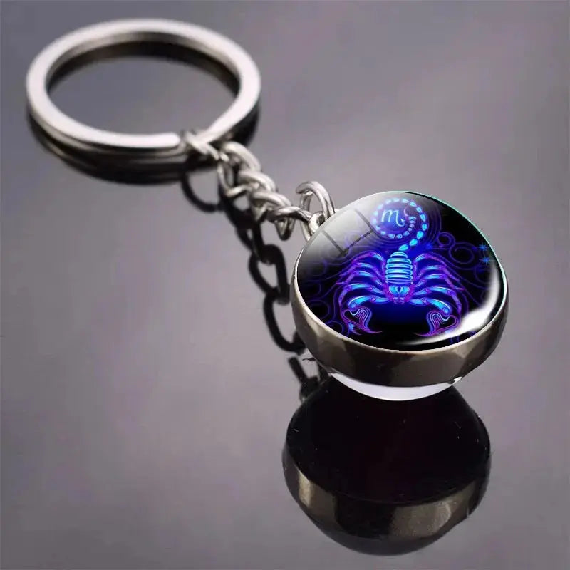 12 Constellation Keychain with Luminous Time Stone Pendant - Creative Fashion Accessory Gift Shop1103314747 Store