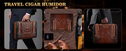 Cigar Humidor Case with Hygrometer, Humidor Box, Humidifier, Divider, Travel Cigar Case,Cedar Wood, Hold up to 50 Cigars XIFEI Official Store