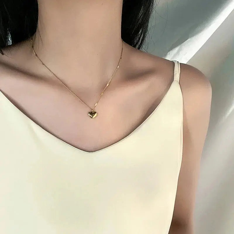 316L Stainless Steel Love Jewelry - Gold Peach Heart Engraved