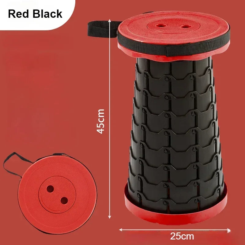 Silla Telescópica Plegable de Plástico Portátil Ligera - Taburete Compacto de Altura Ajustable Perfecto para Pesca, Playa y Camping