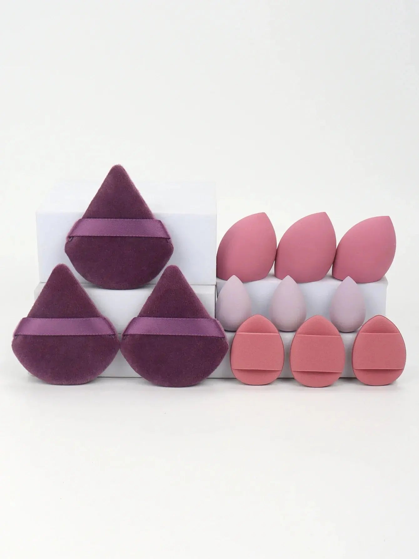 12-Piece All-Purpose Makeup Sponge Set, Made of 3 Loose Powder Puffs, 3 Mini Air Cushion Puffs, 3 Beauty Eggs and 3 Mini Beauty Shop Cherry Darling Store