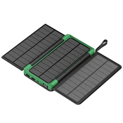 20000mAh Folding Solar Power Bank with 3 Solar Panel Qi Wireless
